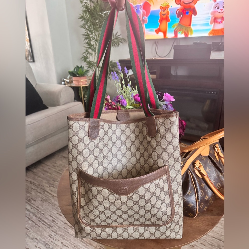 Vintage Gucci Beige and Brown Tote Bag
